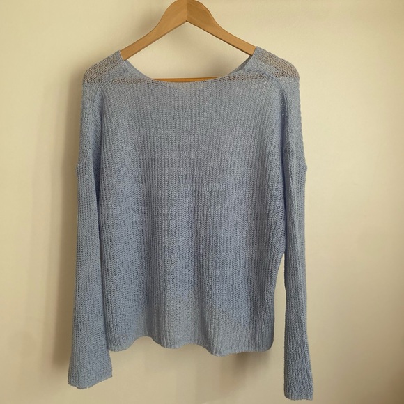 Breezy Pastel Blue Spring Knit Sweater - Picture 2 of 3
